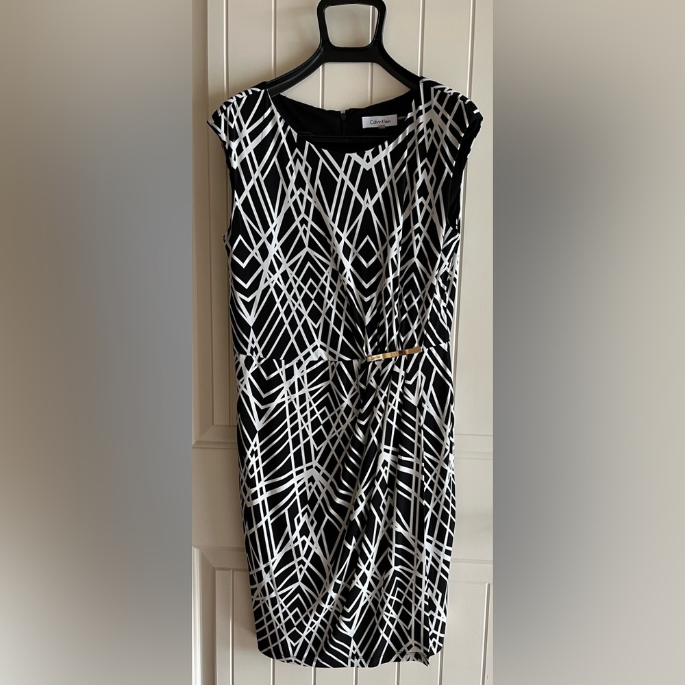 Calvin Klein Black and White Patterned Dress